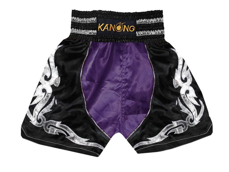 Boxing Shorts, Boxing Trunks : KNBSH-202-Purple-Black